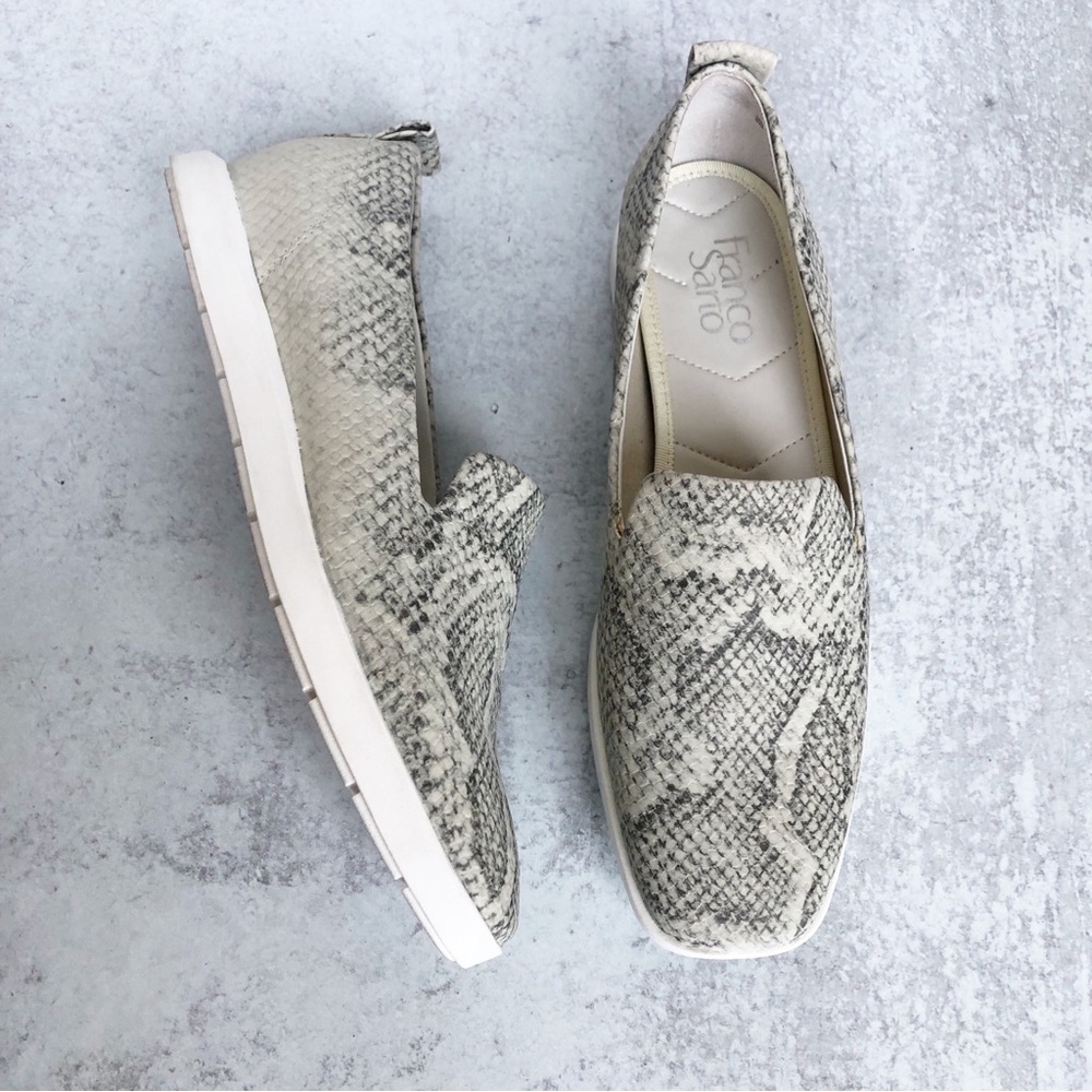 Franco Sarto Boston Snakeprint Women's Snake Print Loafers Gray Square Toe 8